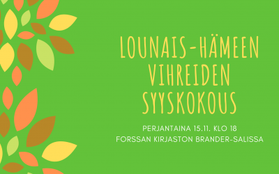 Lounais-Hämeen Vihreiden syyskokous