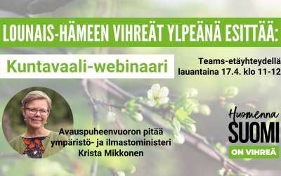 Lounais-Hämeen Vihreiden kuntavaali-webinaari